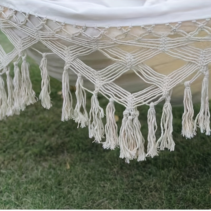 Calyma DuoHammock | Boho-Hängematte für 2 Personen | Weiche Baumwolle & Pompons | Für Innen & Außen