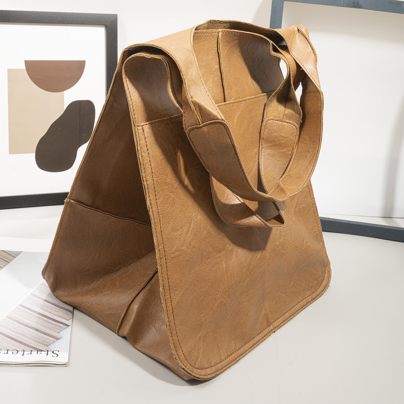 Maravina Strandtasche | Groß & Stylisch | Aus Veganem Leder | Reißverschluss & Schulterriemen | Für Alltag, Strand & Reisen