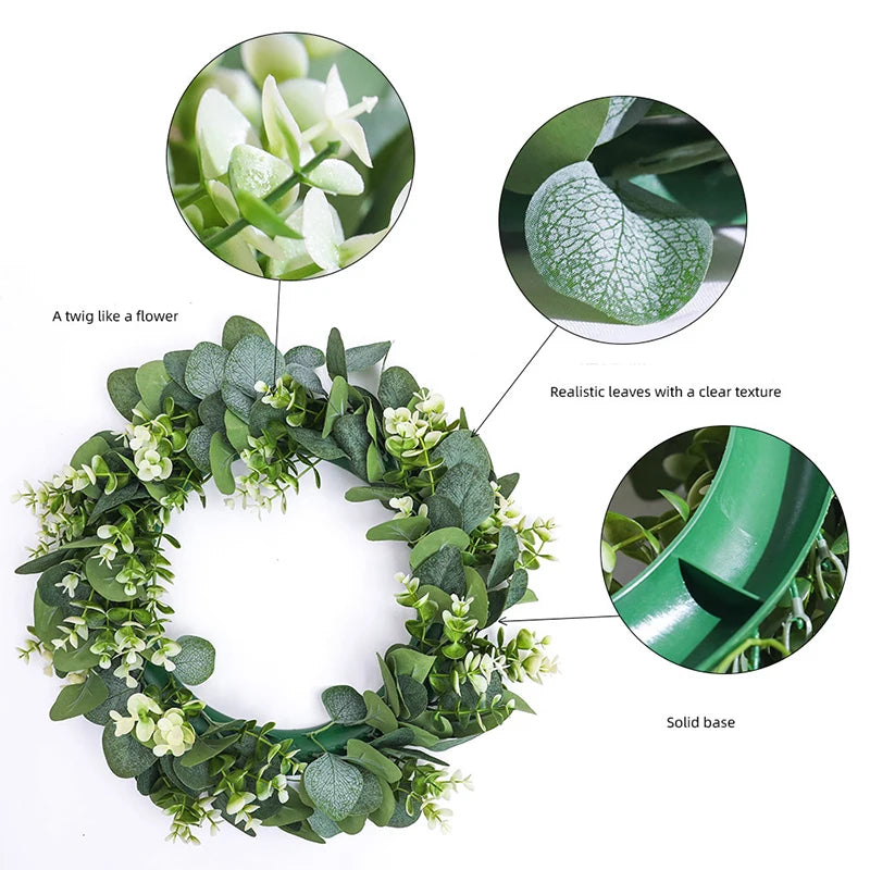 EverLeaf | Handgefertigter Eukalyptus-Kranz mit künstlichen Blumen | Dekoration für Weihnachten, Hochzeit & Zuhause