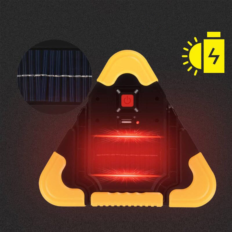 RescueBeam - 2-IN-1 solarbetriebene dreieckige Warnleuchte für den Straßenrand