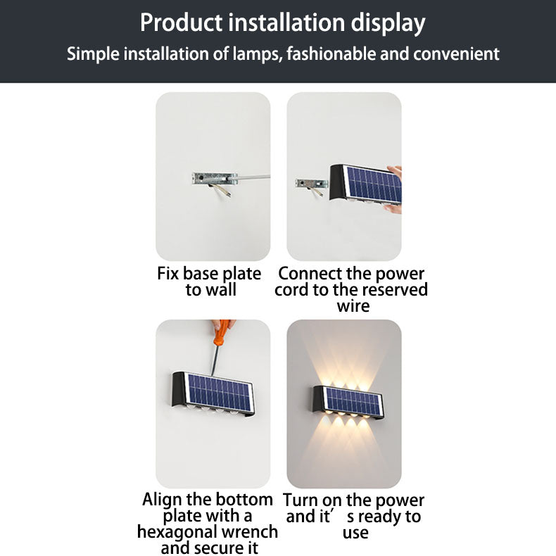 SolaraMax Solar-Wandleuchte | Modernes Design | Solarbetrieben | IP56 Wasserdicht | Energieeffizient