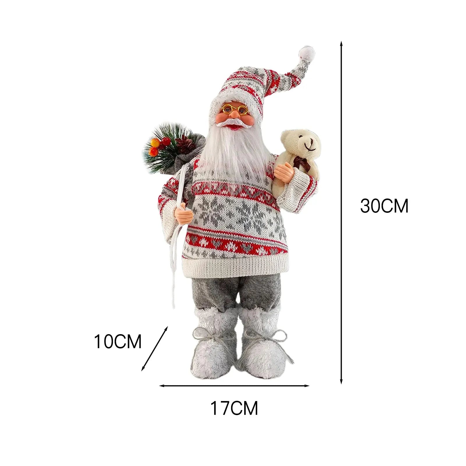 Weihnachtsfigur MerryClaus | Weihnachtsmann Sitzend & Stehend | 30 cm Dekorationsfigur | Für Kamin, Tisch & Baumschmuck