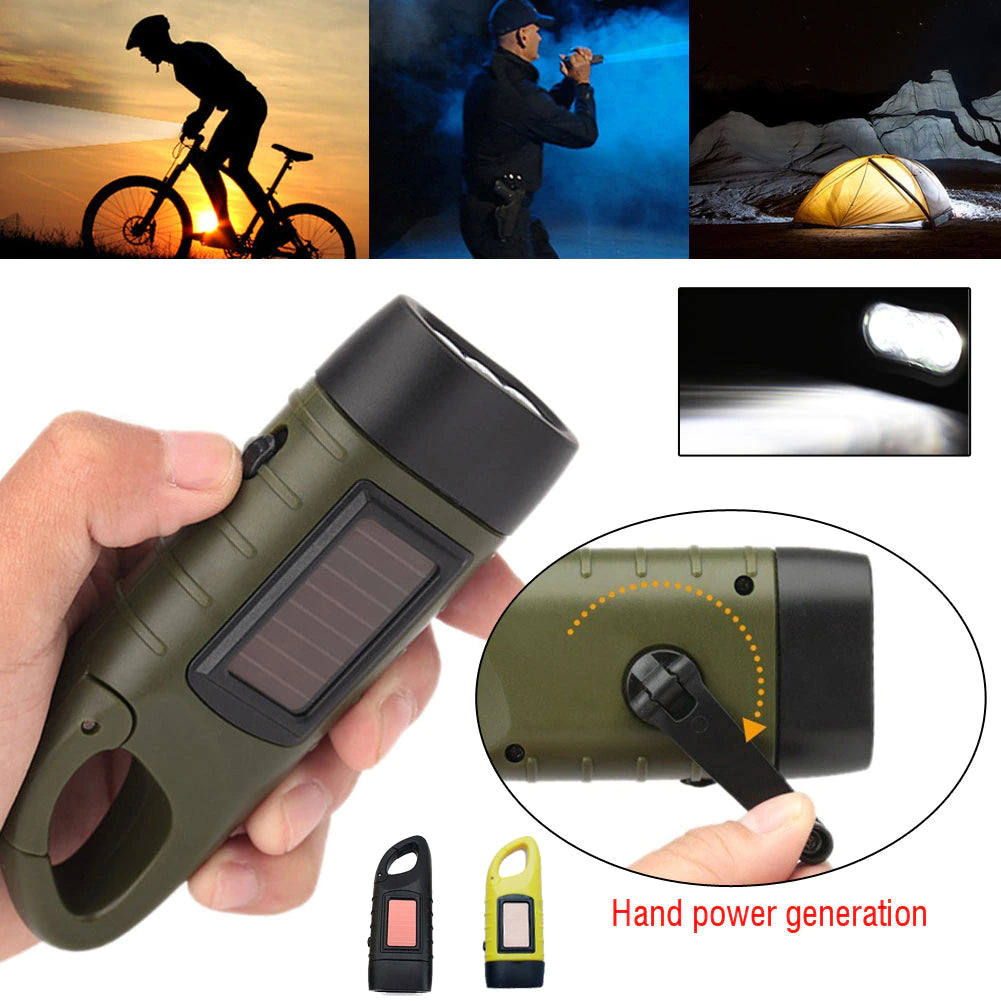 LumiPower Solar Flashlight | Handkurbel & Solar | Kompakt & Robust | Perfekt für Notfälle & Outdoor-Aktivitäten