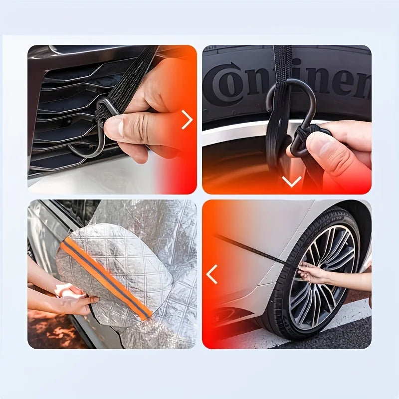 FrostShield Max | Frontscheiben-Abdeckung für Autos | Schutz gegen Wind & Frost | Kombinierter Sonnen- & Eisschutz | Ganzjahresabdeckung