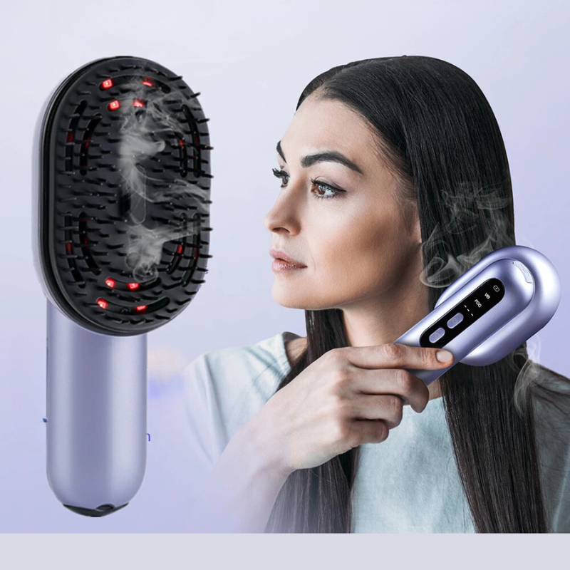 ScalpVibe | Spray Kopfhautmassagekamm | Vibrationsstufen, Rotlicht & Öl-Sprühfunktion | Haarpflege & Haarwachstumsförderung zuhause & unterwegs