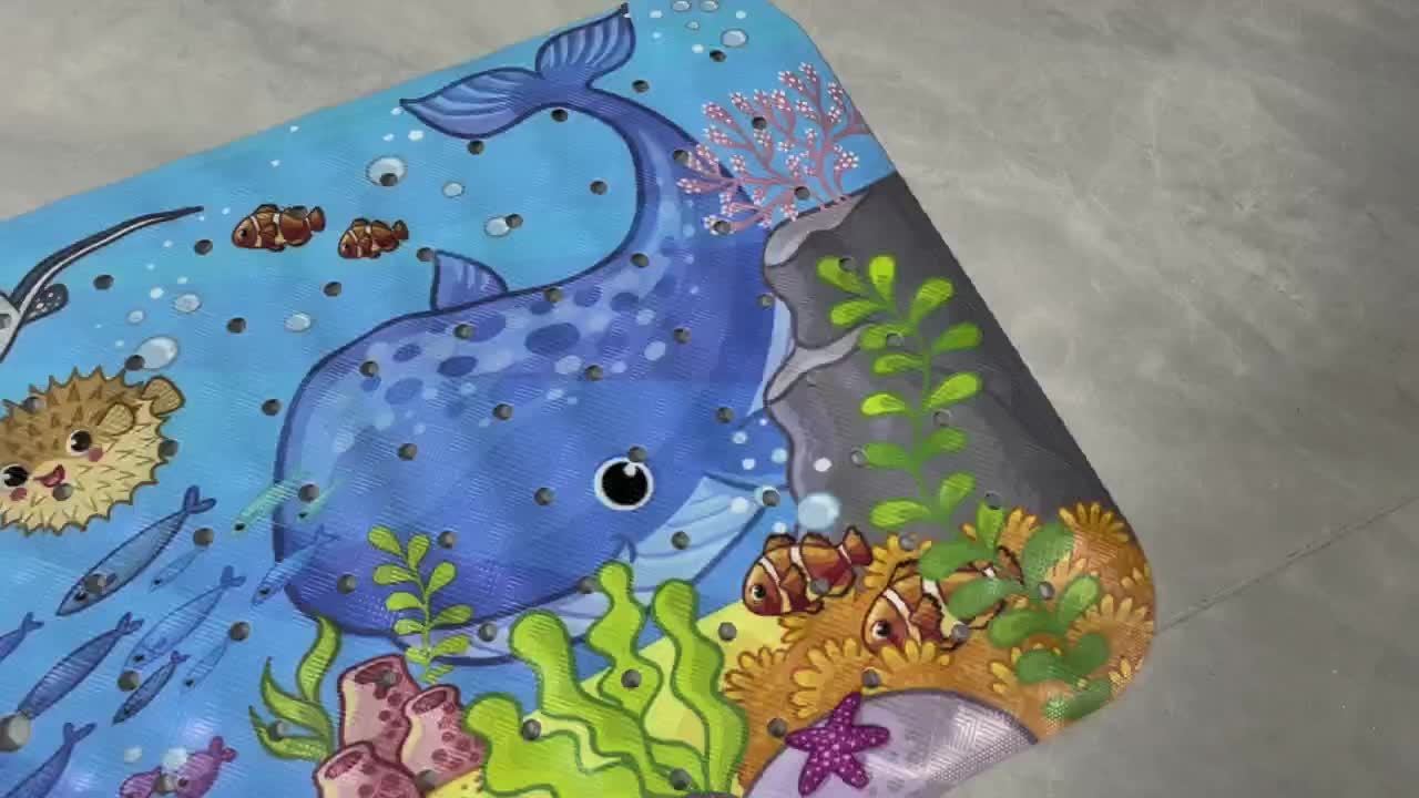 SplashSafe Badewannenmatte | Extra Rutschfest & Bunt | Mit Meeresmotiv & Saugnäpfen | Waschbar & Hygienisch