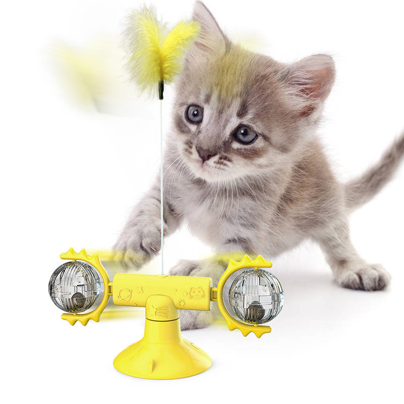 PlayPaws Toy | Interaktives Katzenspielzeug | Zahnpflege & Kratzschutz | Drehende Windmühle