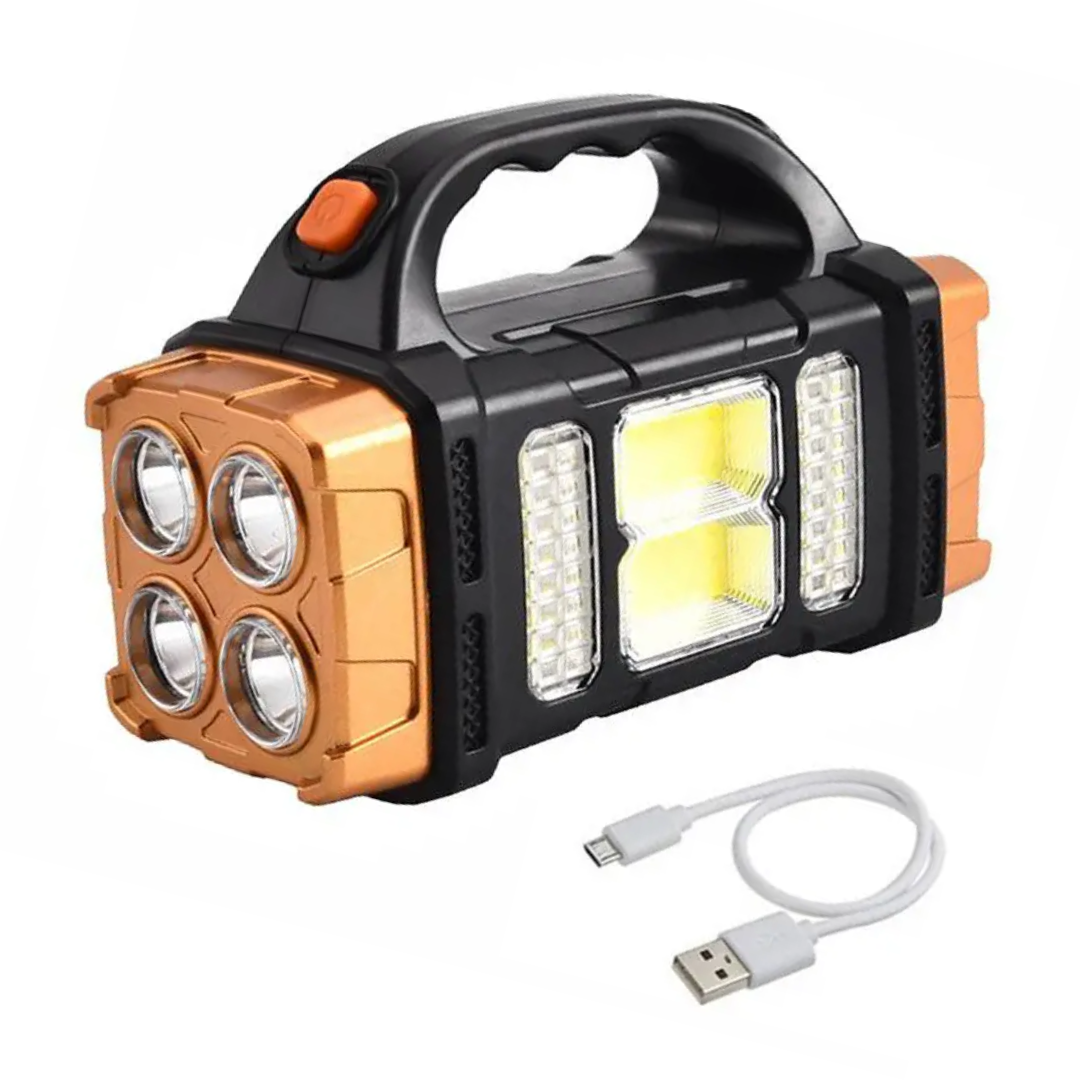 Torchora 3-in-1 Outdoor-Taschenlampe | LED-Beleuchtung & Powerbank | Solar & USB Ladefunktion | Kompakt & Wetterfest