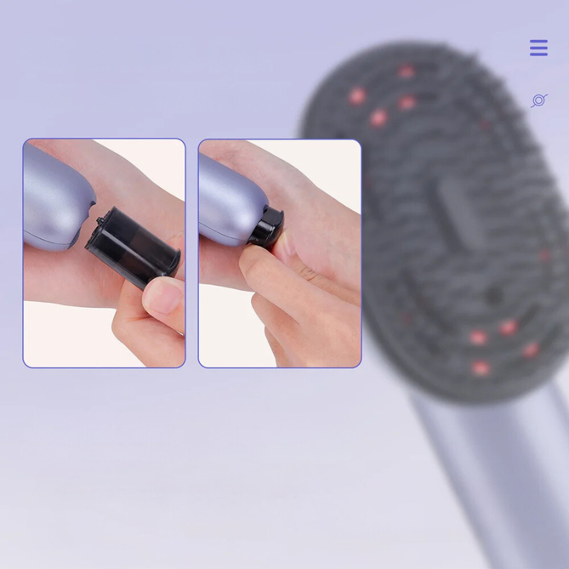 ScalpVibe | Spray Kopfhautmassagekamm | Vibrationsstufen, Rotlicht & Öl-Sprühfunktion | Haarpflege & Haarwachstumsförderung zuhause & unterwegs