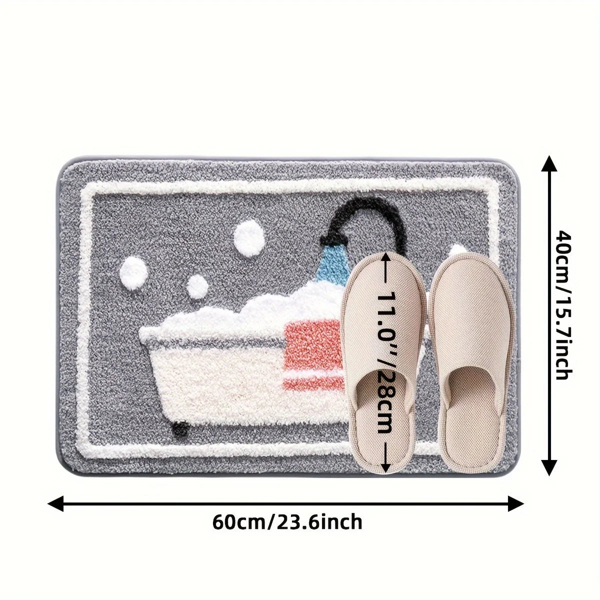 AquaLoom Badematte | Weiche, wasseraufnahmefähige gestrickte Badematte mit rutschfester TPR-Unterseite | Maschinenwaschbar, rechteckig – 2,5 cm dick