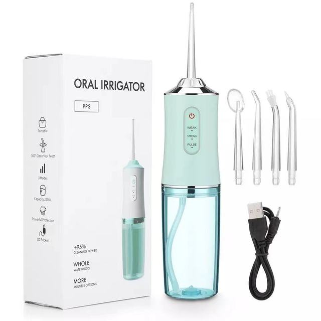 Aquavix CleanJet | Munddusche | Tragbar | 3 Modi | 4 Düsen | 220 ml Tank