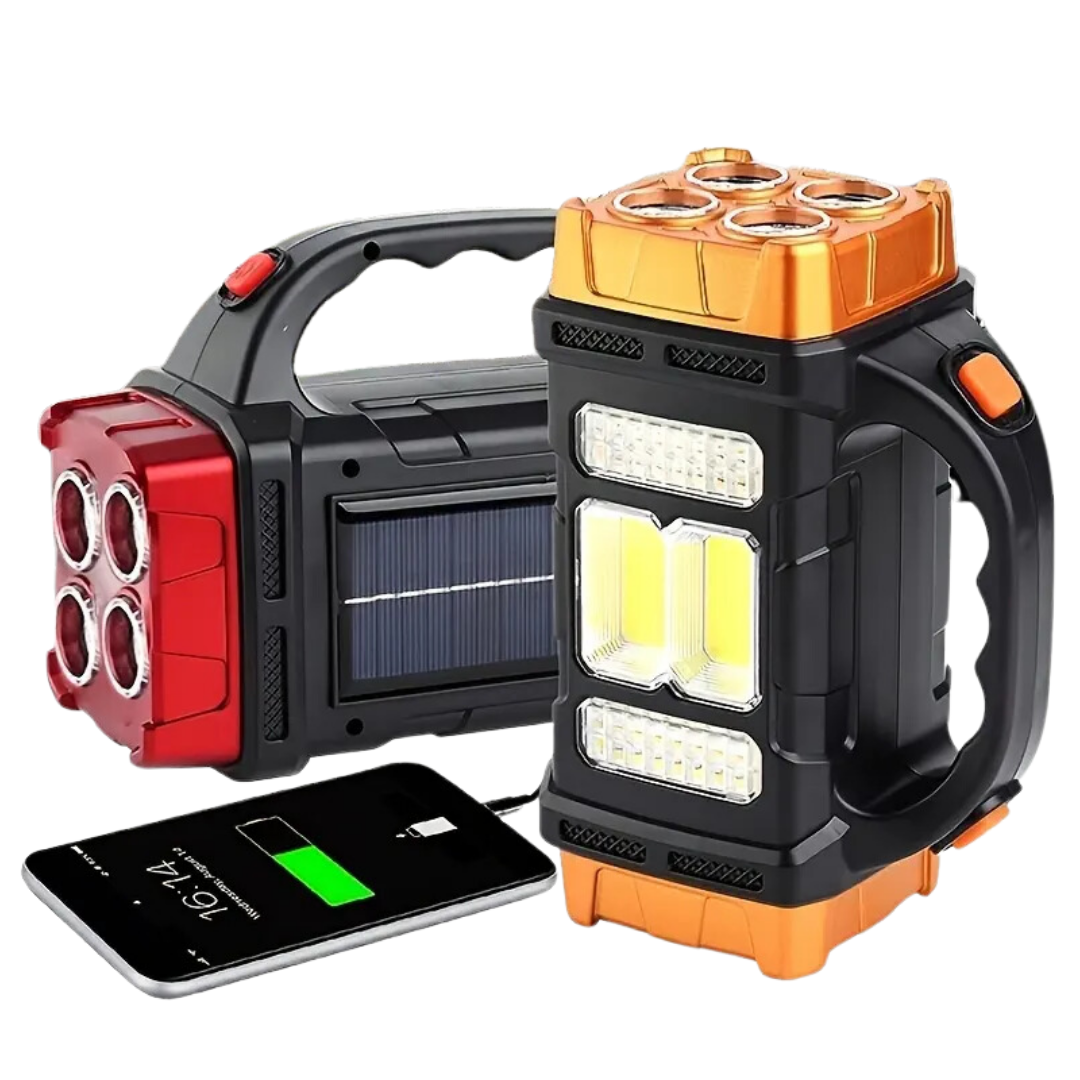Torchora 3-in-1 Outdoor-Taschenlampe | LED-Beleuchtung & Powerbank | Solar & USB Ladefunktion | Kompakt & Wetterfest