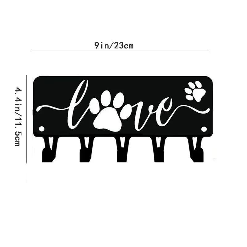 KeyLuma Wand-Schlüsselhalter | Metall Schlüsselbrett mit 5 Haken | Schwarzer Wandhaken mit dekorativem Motiv | Robuste Bauweise & Premium-Oberfläche