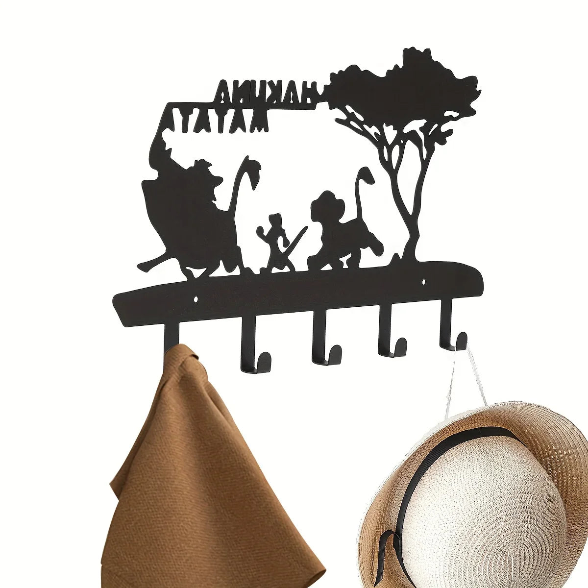 KeyLuma Wand-Schlüsselhalter | Metall Schlüsselbrett mit 5 Haken | Schwarzer Wandhaken mit dekorativem Motiv | Robuste Bauweise & Premium-Oberfläche