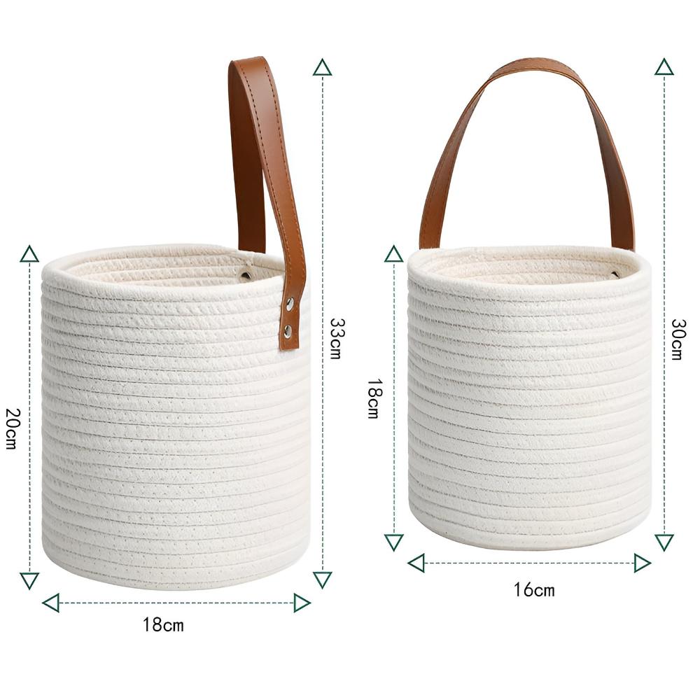 Harmona Hanging Baskets Set | Handgewebt aus Baumwollseil | Für Wanddekoration & Aufbewahrung | 2er-Set