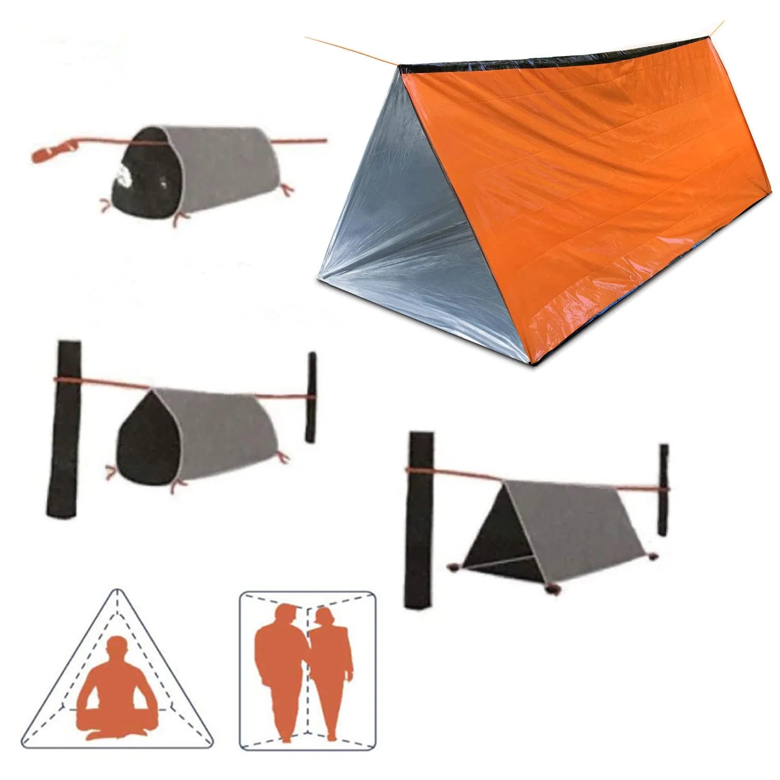 Sheltrix | Notfallzelt Für 2 Personen | Ultraleicht & Wärmespeichernd | Wind- & Wetterfest | Mit Packsack