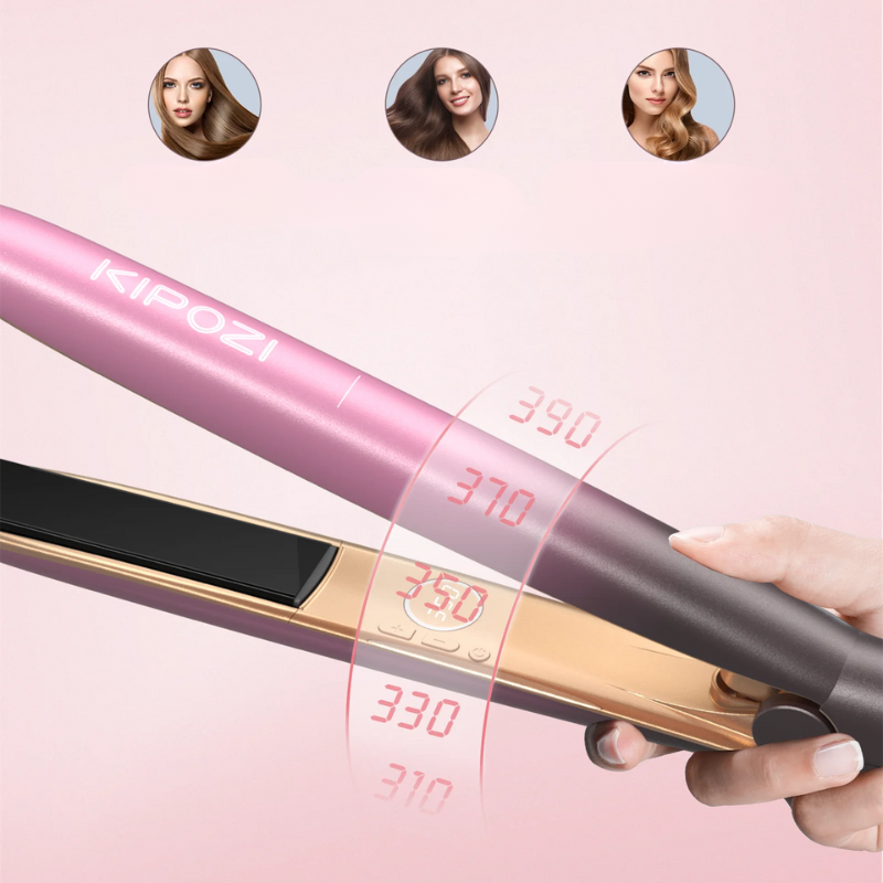 Lustrae | 2-in-1 Glätteisen & Lockenstab | Titan-Floating-Plates | Roségold-Design | 360° Drehkabel