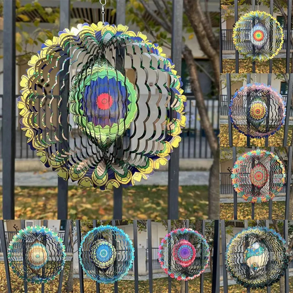 AuraSpin 3D Windspiel | Beruhigender Klang & Bewegung | Wetterfest | Edelstahl & Kunststoff | Für Garten & Balkon