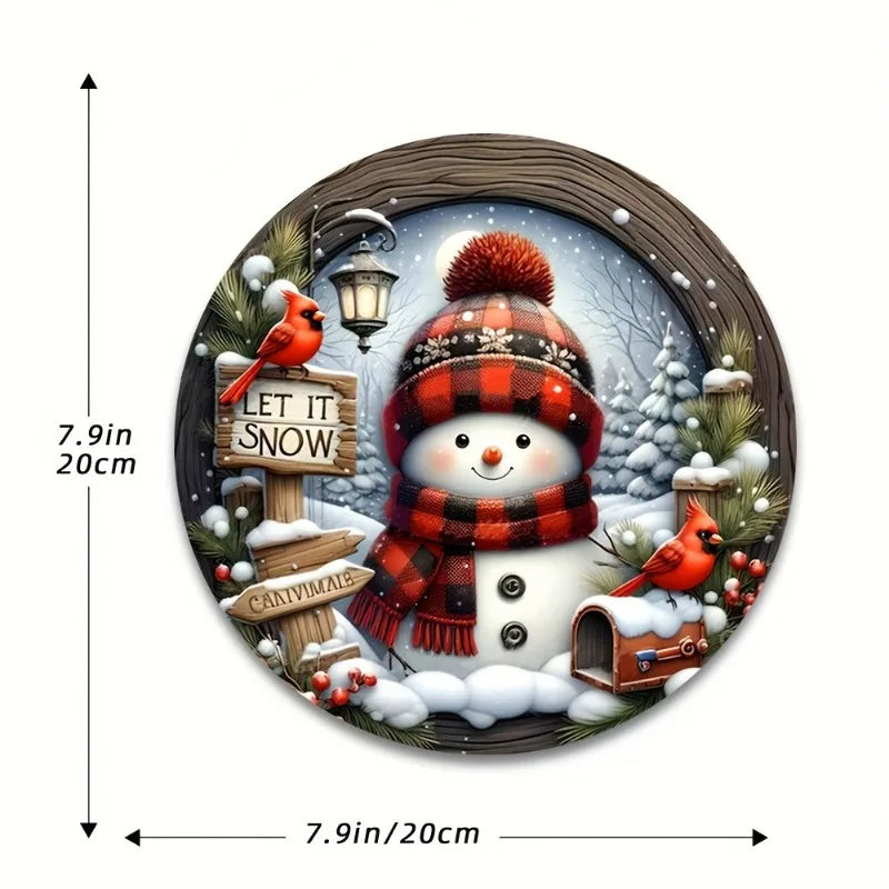 CrystalSnow | Acryl-Weihnachtskranz | Schneemann & Winterthema | Wand- und Türdekoration Ø 20 cm