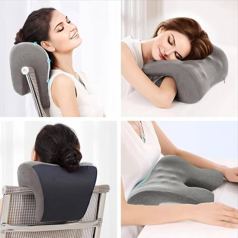 ErgoRest Nackenstützkissen | Ergonomisches Memory-Schaum-Kissen | Abnehmbarer Veloursbezug | Ideal für Büro, Zuhause & Reisen
