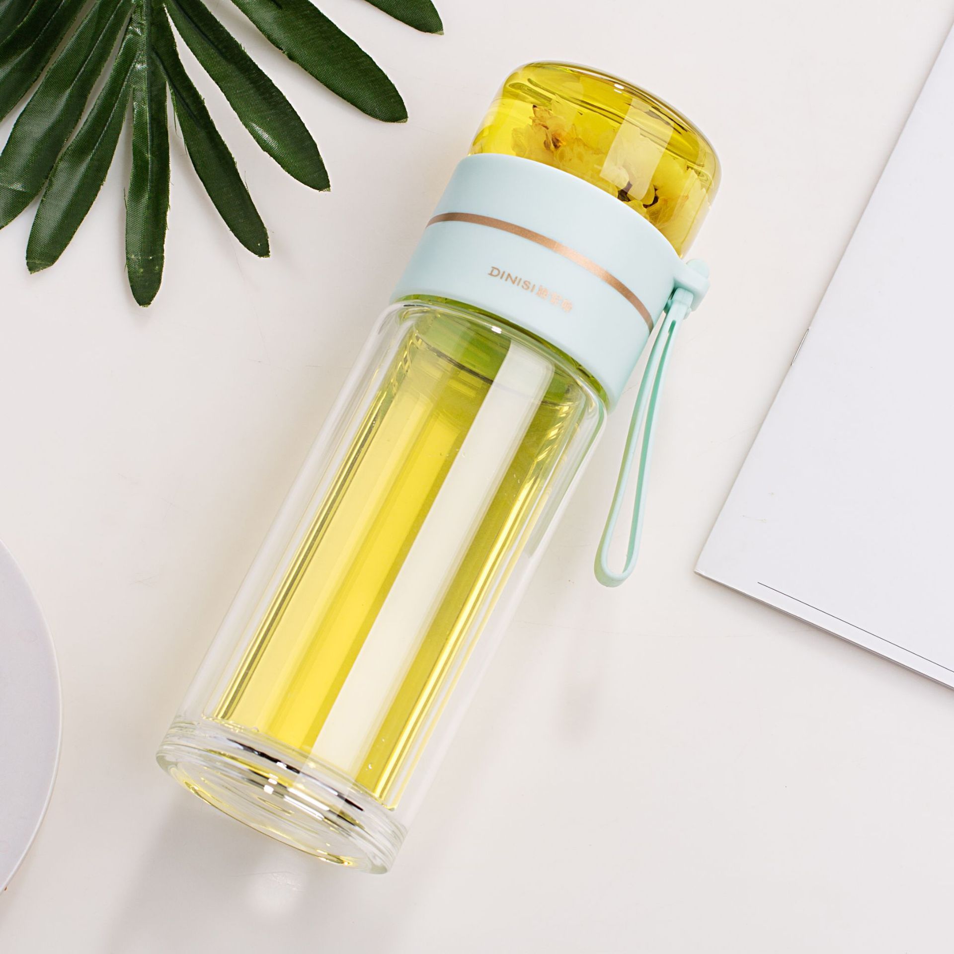 TeaVoyage Infuser | Doppelt isolierte Teeflasche | Auslaufsicher & Stilvoll | 400–450 ml Borosilikatglas