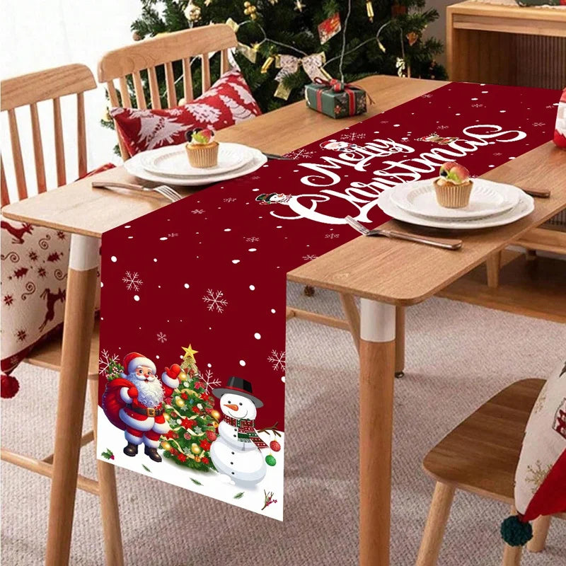 FestiLoom Weihnachtstischläufer | „Frohe Weihnachten“ Muster | 100 % Polyester | Festliche Dekoration für Weihnachten & Neujahr 2025/2026