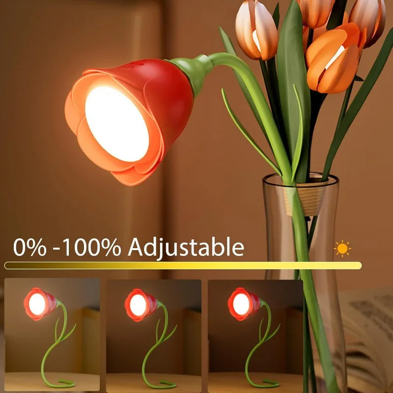 Lunafleur | Wiederaufladbare LED-Rosenlampe | Flexibel & Dimmbar | 3 Farblichter mit Helligkeitsspeicher | Kreatives Nachtlicht & Geschenk für Frauen