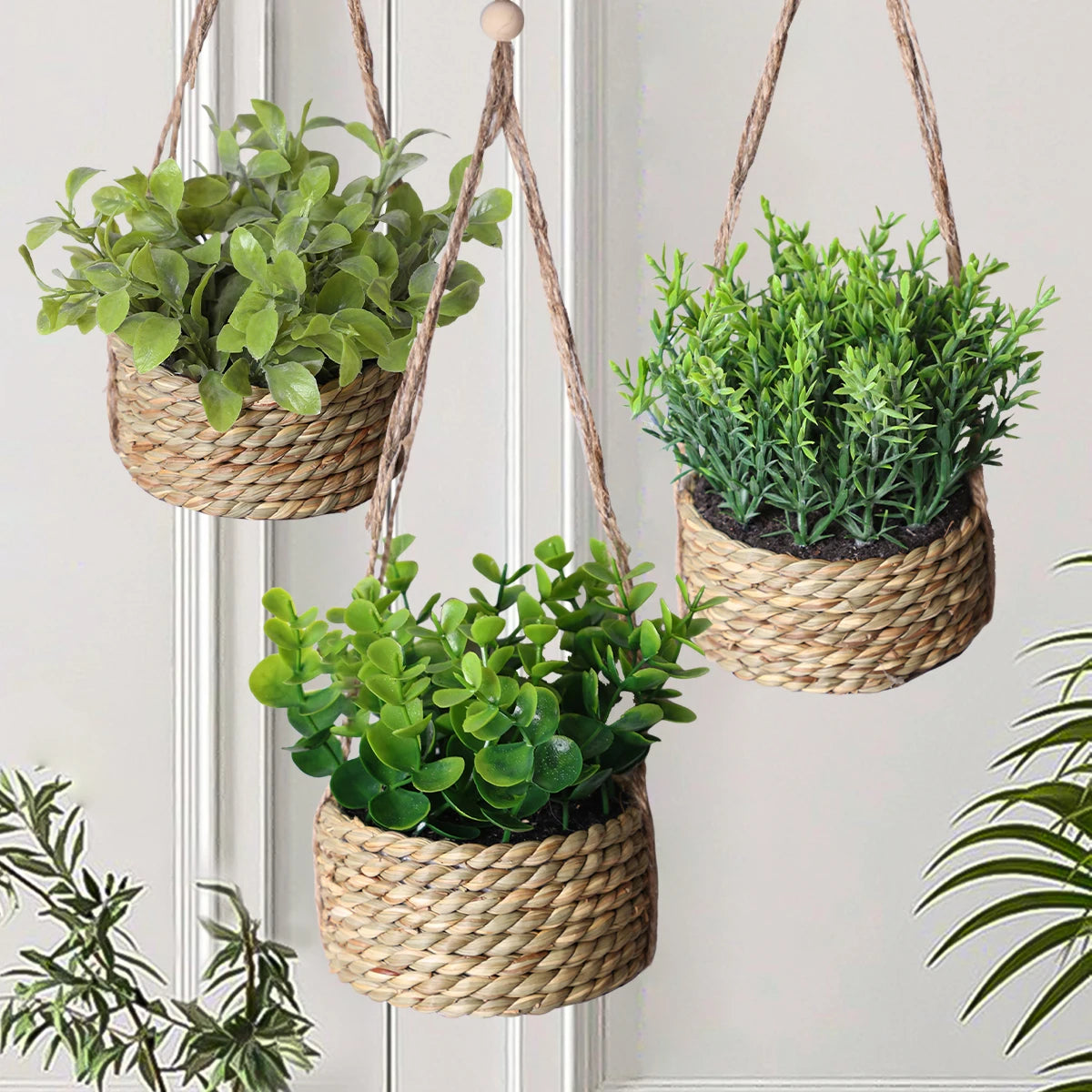 VerduraGreen Künstliche Eukalyptus- und Rosmarinpflanze | 40 cm | Im Topf | Realistische Indoor-PE-Kunststoffpflanze | Pflegeleichte Dekoration