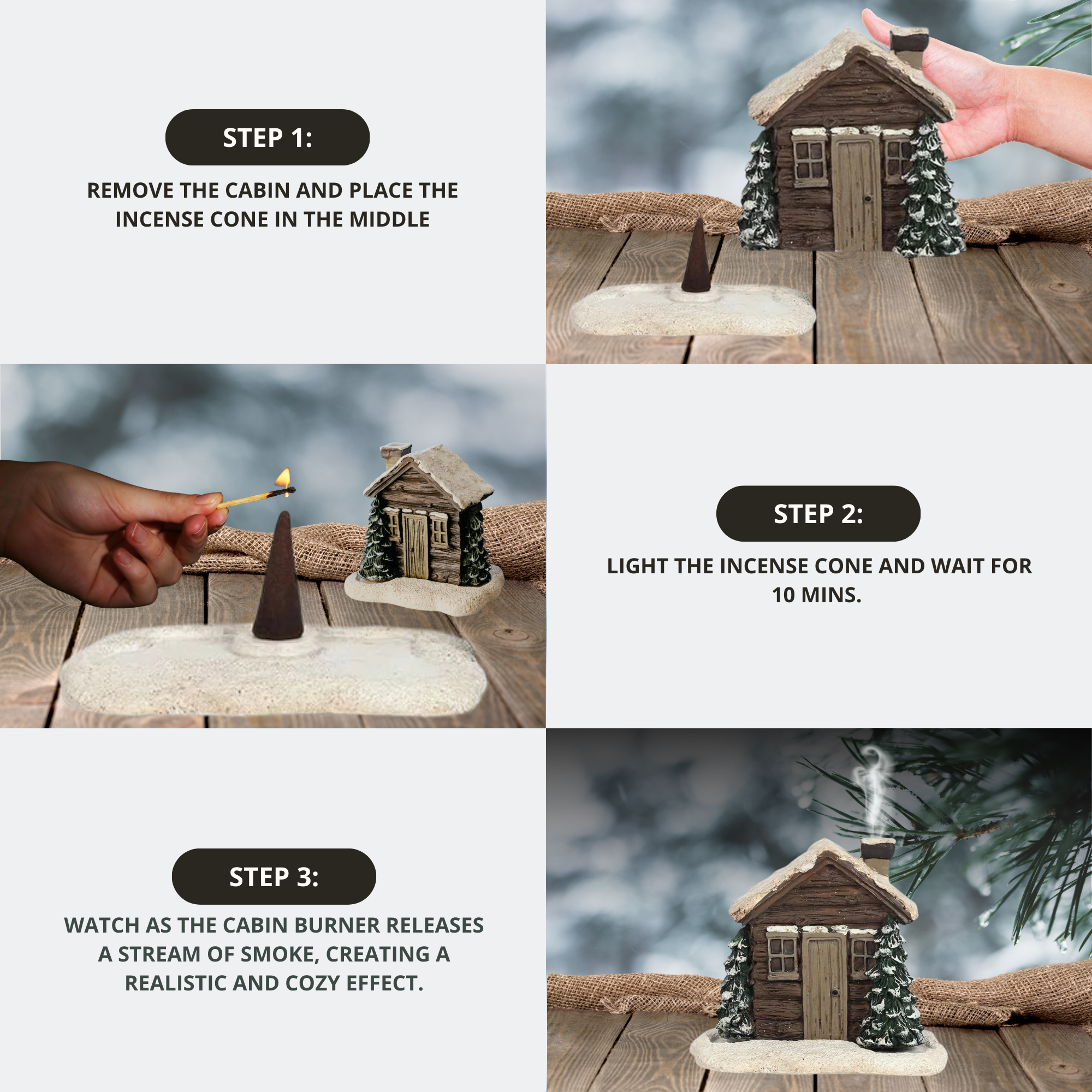 CozyHouse™ - Blockhaus Räuchergefäß + 2 GRATIS Räucherkegeln [Letzter Tag Rabatt]
