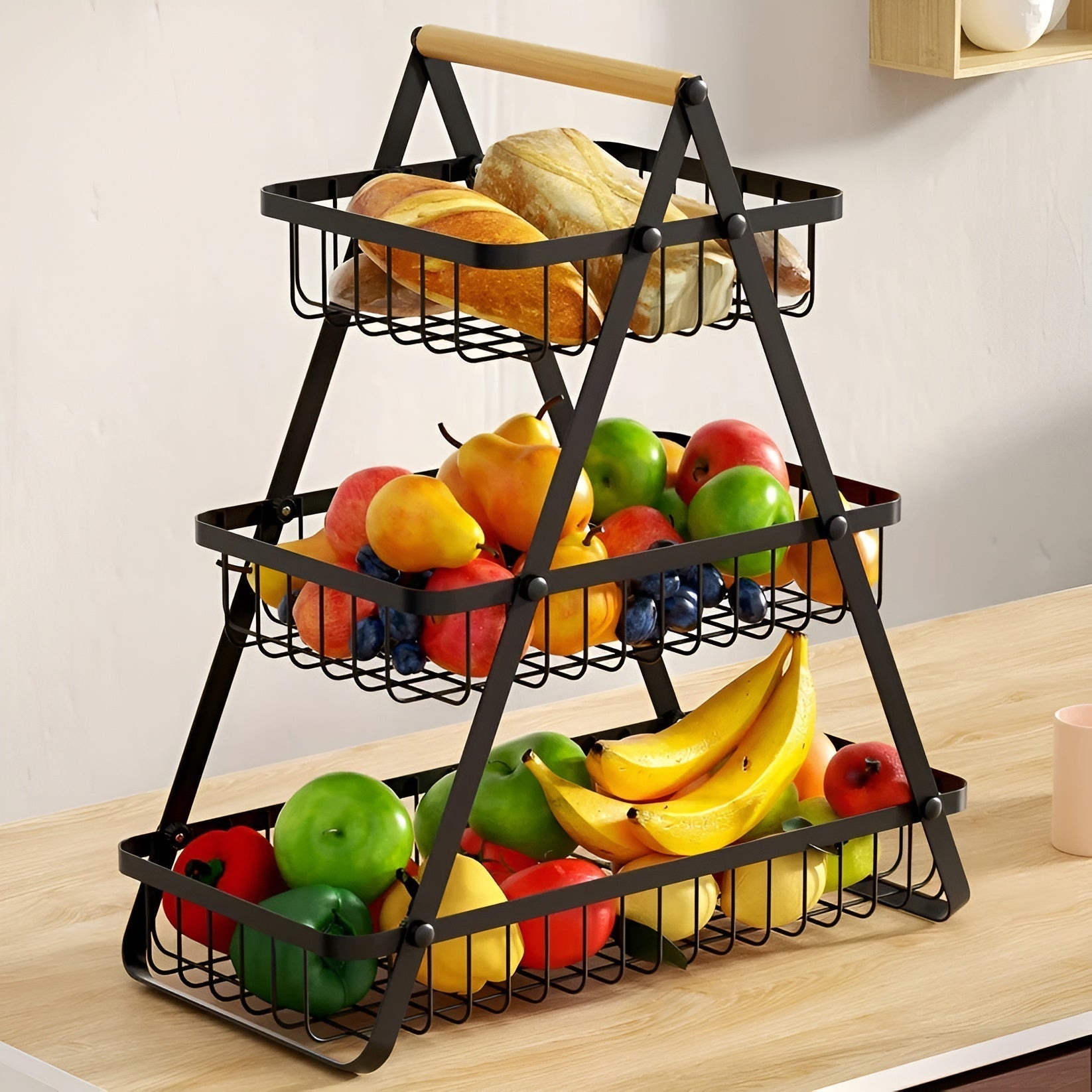 FruttaTier | 3-Etagen Obstkorb | Platzsparend & Modern | Pulverbeschichtetes Metall