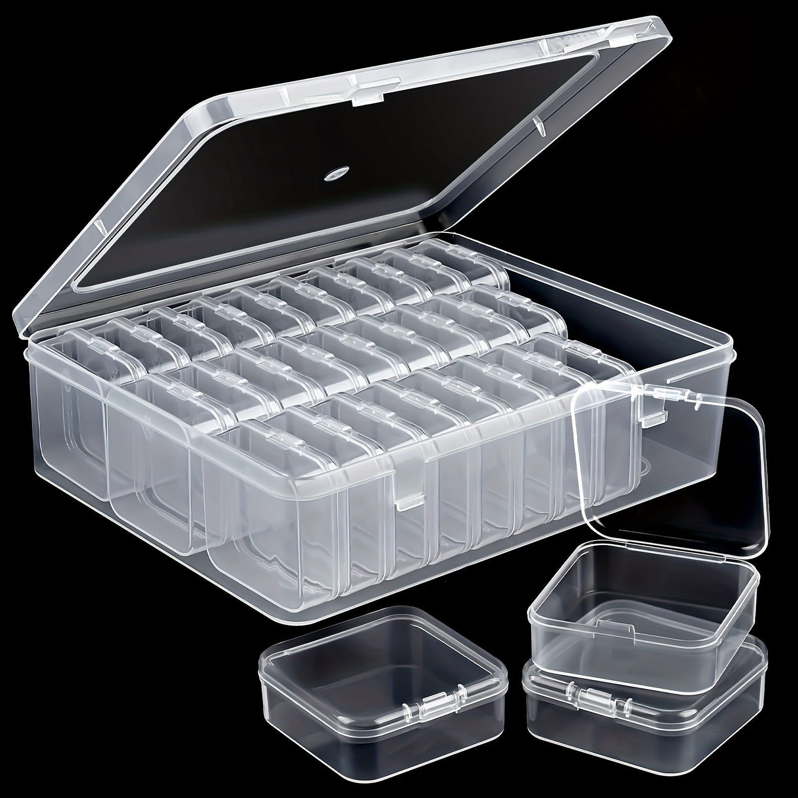 BeadBoxx | Organizer-Set | 30 transparente Mini-Boxen, kompakt & mobil | Für Perlen, Schmuck & Bastelzubehör