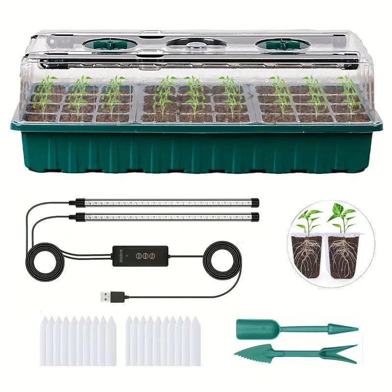 Plantoria Indoor Anzuchtset | Mit LED & 36 Zellen | Komplettset Für Fensterbank & Küche