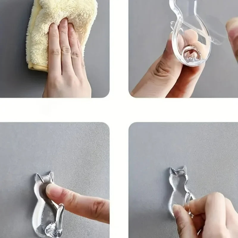 Katzen-Wandhaken 2er-Pack | Wasserdicht & Selbstklebend | Kein Bohren erforderlich | Pawvella