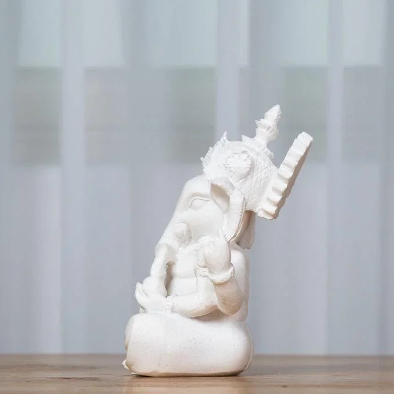 Anuvira | Ganesha Elefantenfigur | Handgefertigte Sandsteinoptik | Spirituelle Wohn- & Meditationsdekoration | 7,5 × 6 × 9,5 cm