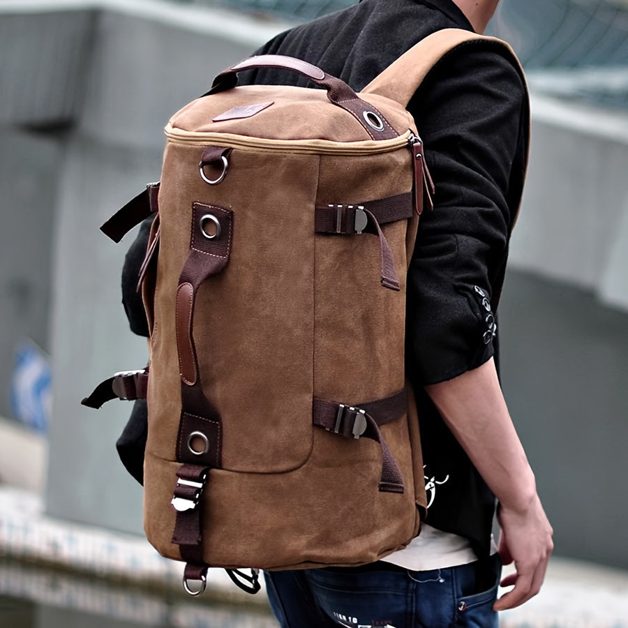 Maventino Canvas-Rucksack | Vintage Design | Lederdetails & Stauraum | Für Alltag & Reisen | Unisex & Robust
