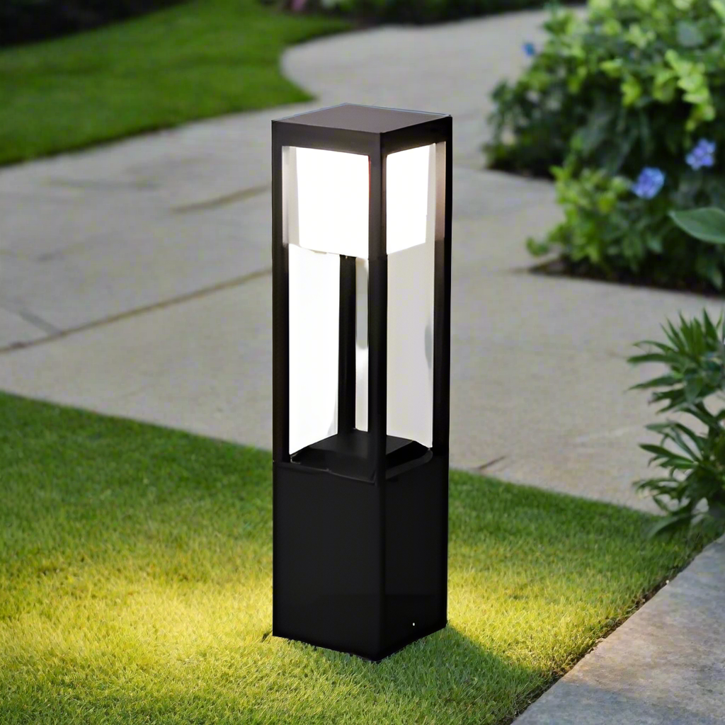 Solarin EdgePost | Solar Gartenleuchte Modern | Warmweißes LED-Licht | Kabellos & Wetterfest | 60 cm Aluminium-Säule