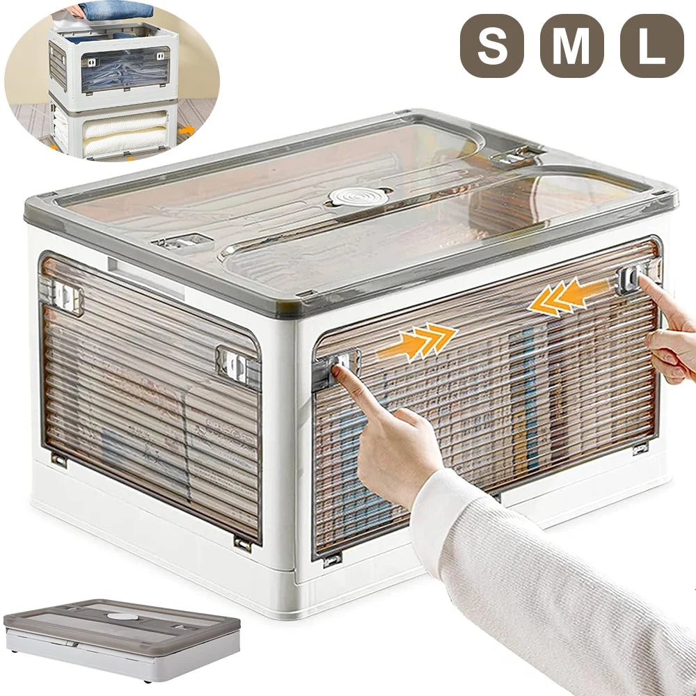 Flexora Klappbare Aufbewahrungsbox | Klare Klappbox mit Griff & Rollen | Stapelbar und Platzsparend | 27 L / 40 L / 53 L – Weiß