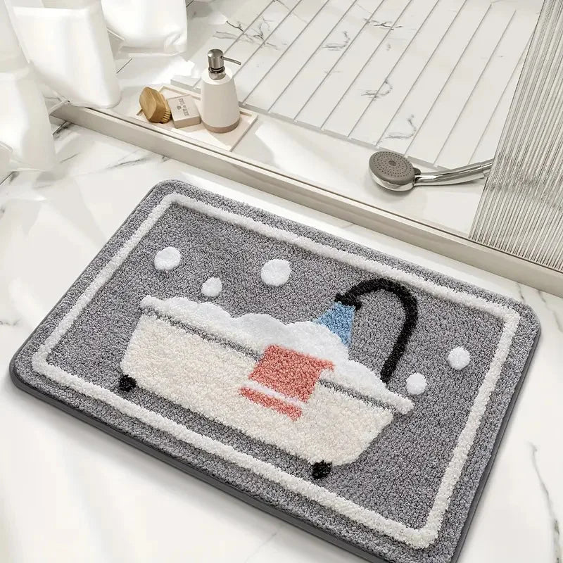 AquaLoom Badematte | Weiche, wasseraufnahmefähige gestrickte Badematte mit rutschfester TPR-Unterseite | Maschinenwaschbar, rechteckig – 2,5 cm dick