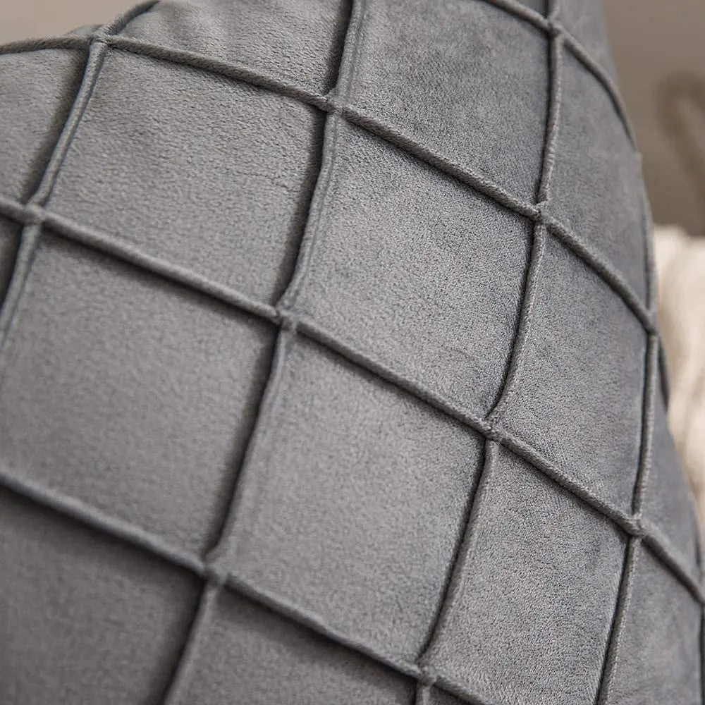 NordVelour | Samt Kissenbezug mit Karomuster | Skandinavischer Stil | 30×50 cm · 45×45 cm · 50×50 cm