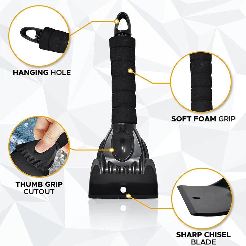 FrostGuard Eiskratzer mit Handschuh | Gefüttert & Wasserdicht | Kratzfest | Auto- & Windschutzschei-neschaufel