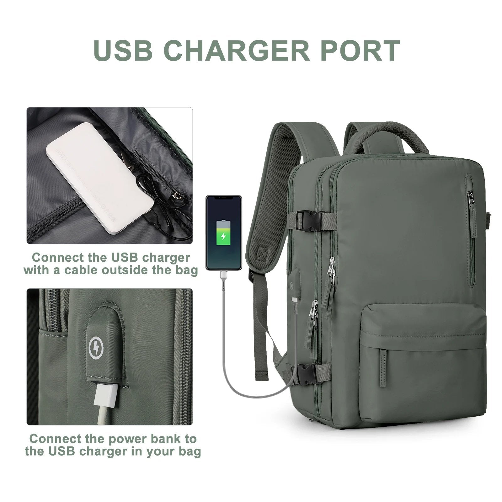 UrbanVoyage Rucksack | Wasserfest | USB-Anschluss | Anti-Diebstahl