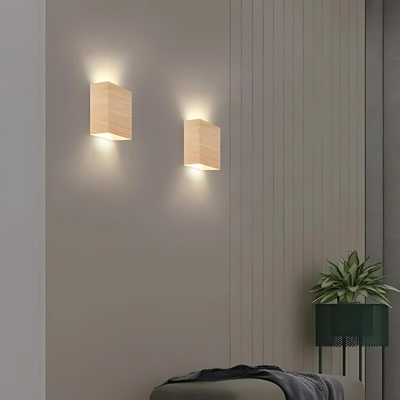Lumavene Wandlampe Eiche | LED Holzleuchte Rund | Skandinavisches Design | Ø 12 cm