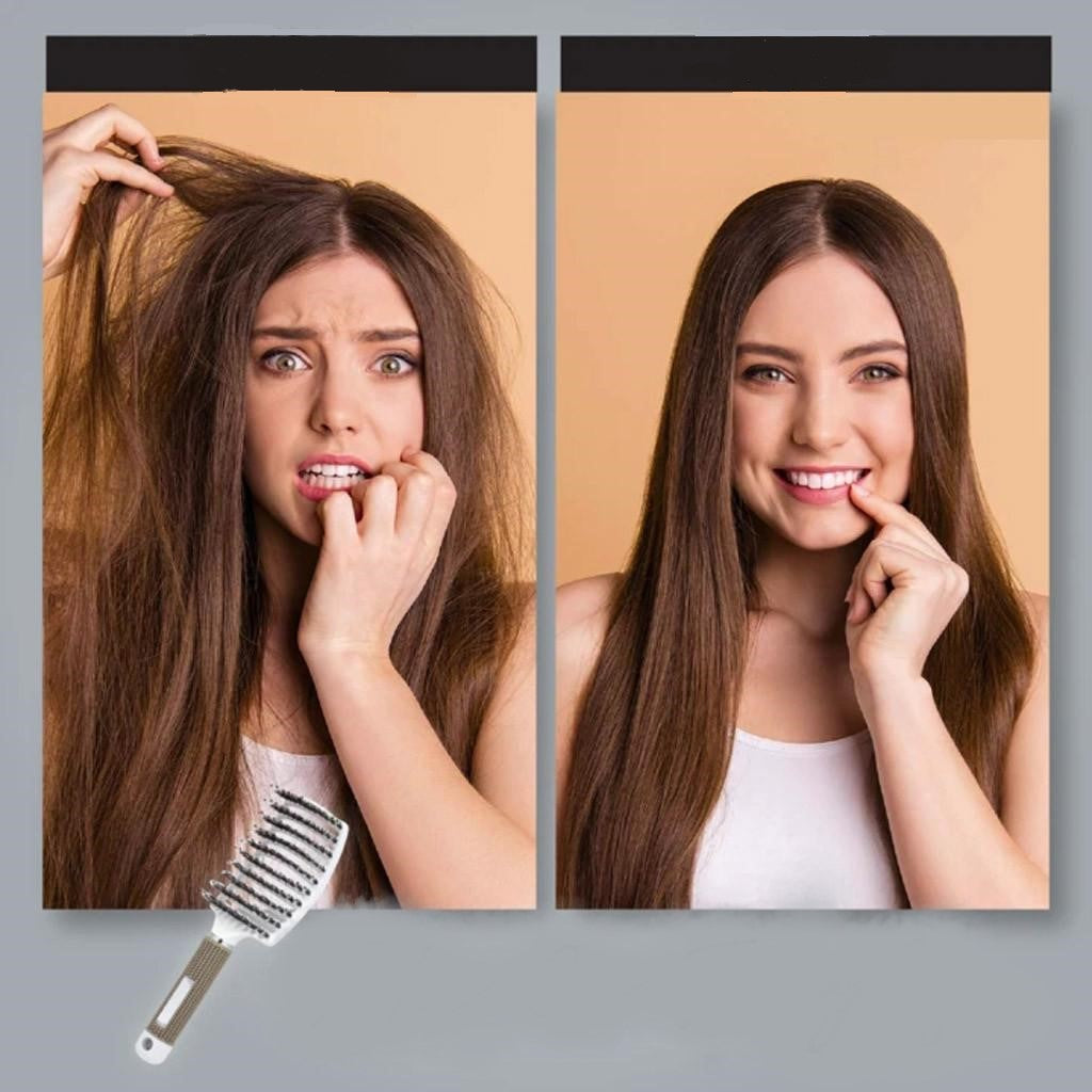GentleHair Pro | Entwirrbürste für sanftes & schmerzfreies Haarekämmen | Für alle Haartypen | Mit Wildschweinborsten & Nylonspitzen