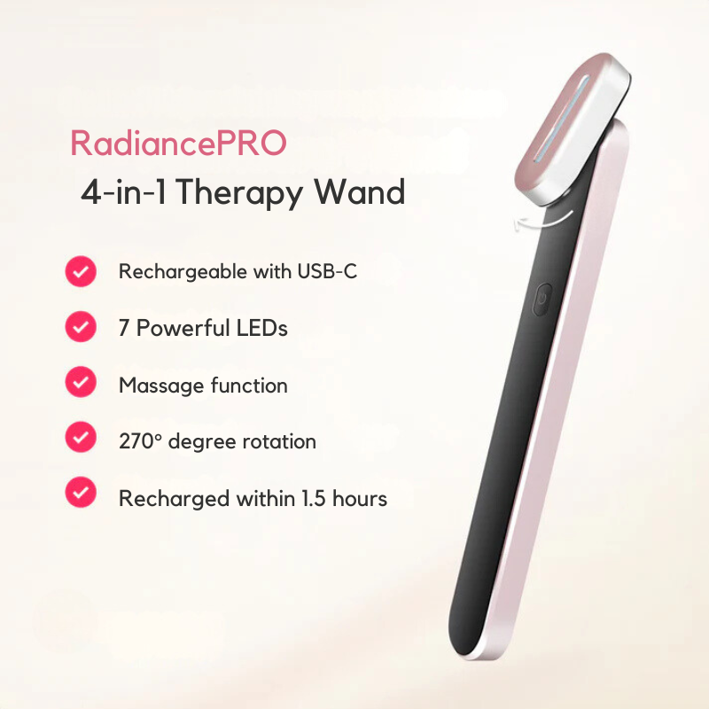 RadiantSkin 4-in-1 Beautygerät | Rotlichttherapie | Hochfrequenz & Wärme | Galvanischer Strom | Kabellos & Kompakt