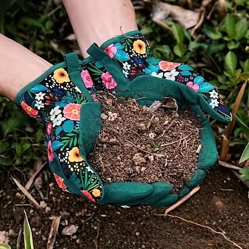 Floriva Gartenhandschuhe | Atmungsaktiv & Waschbar | Florales Design | Einheitsgröße