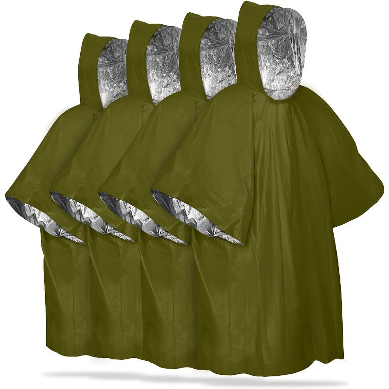 OutdoorGuard ThermoPonchos | Wasserdicht & Isolierend | Kompakt & Ultraleicht | 4er Set mit Kapuze