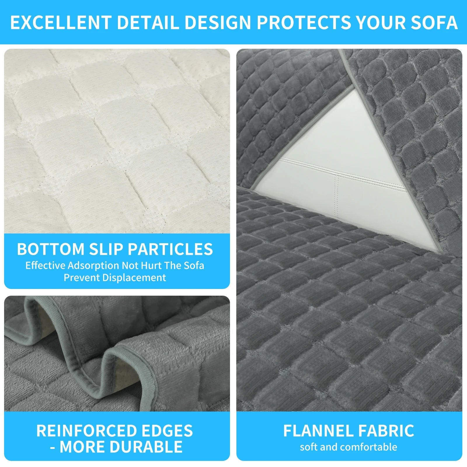 Velvoria | Samtsofa-Schutzbezug | Plüsch, Steppung & Weich | Rutschfester, Waschbarer Möbelbezug für Couch & Ecksofa