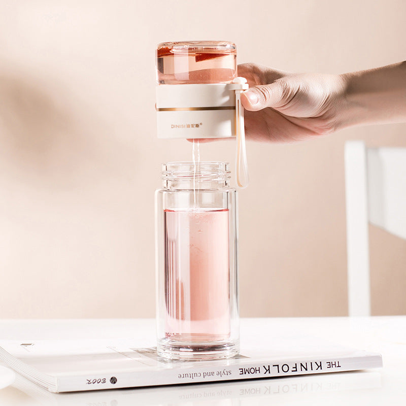 TeaVoyage Infuser | Doppelt isolierte Teeflasche | Auslaufsicher & Stilvoll | 400–450 ml Borosilikatglas