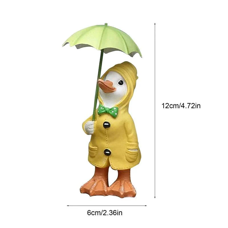 2-teiliges Enten-Gartenfiguren-Set | Handbemalt | Wetterbeständiges Harz | 12x6 cm