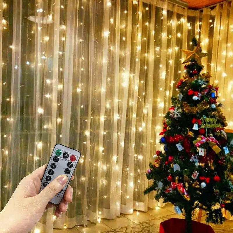 LumiDrape LED-Vorhanglichter | USB-Betrieben & Fernbedienung | 8 Beleuchtungsmodi | 100 bis 600 LEDs | Warmweiß, Weiß, Mehrfarbig | Ideal für Weihnachts- & Partydekoration